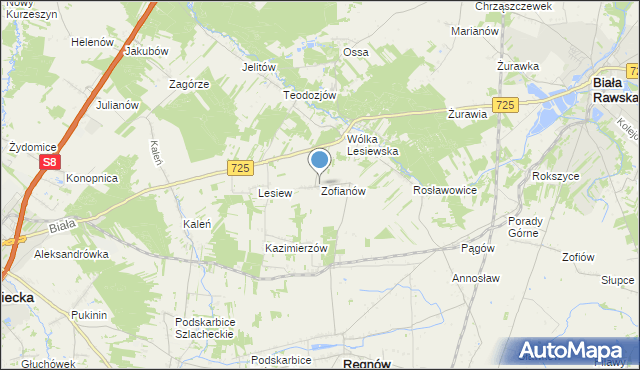 mapa Zofianów, Zofianów na mapie Targeo